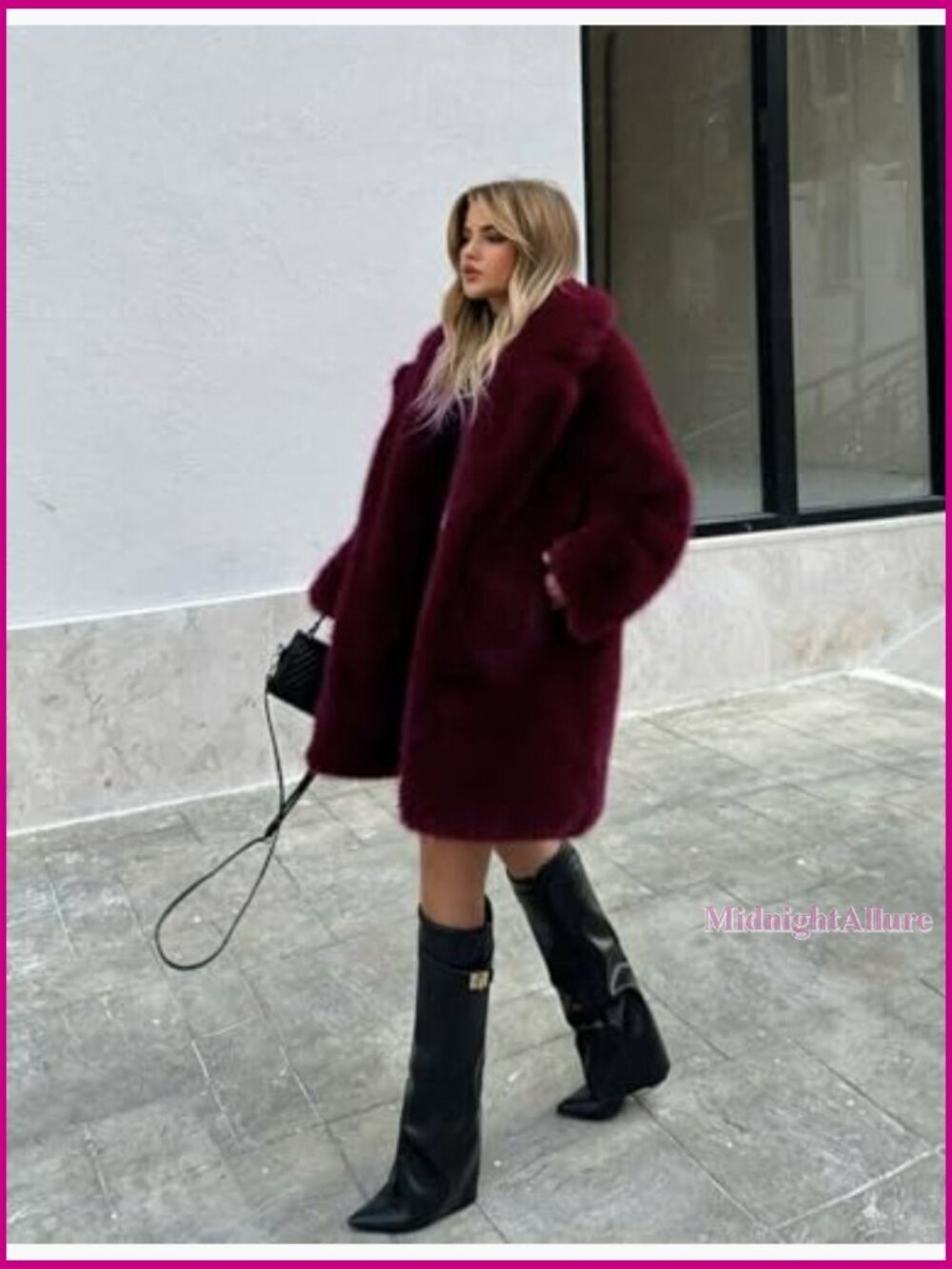 Long Faux Fur Coat Lapel Shaggy Winter Jacket Open Front Outerwear - Picture 6 of 7